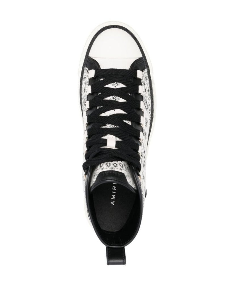 White Bandana Print High-top Sneakers