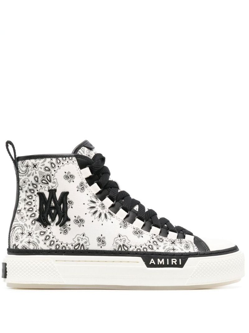 White Bandana Print High-top Sneakers