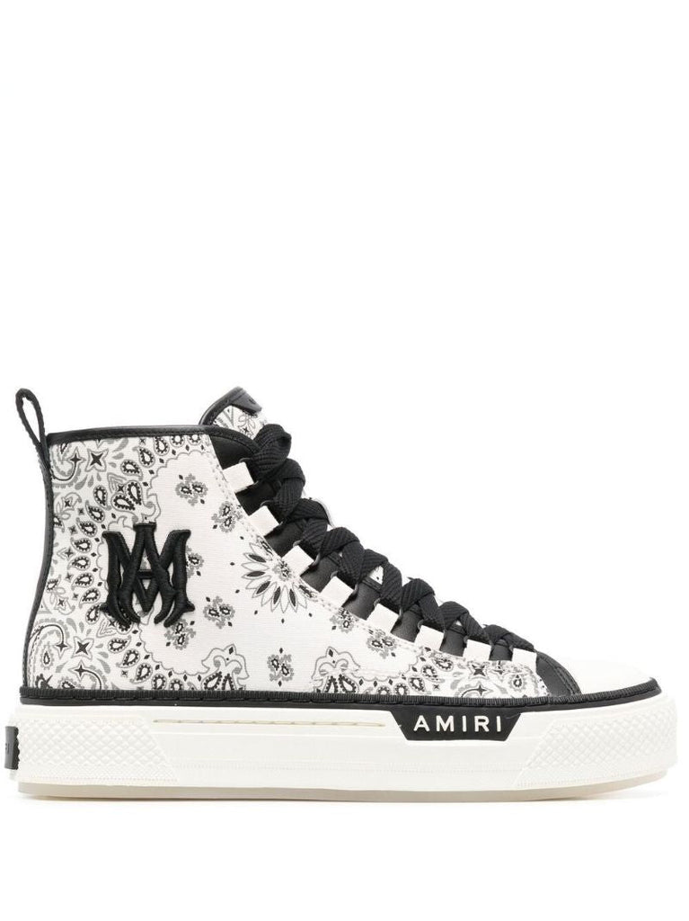 White Bandana Print High-top Sneakers
