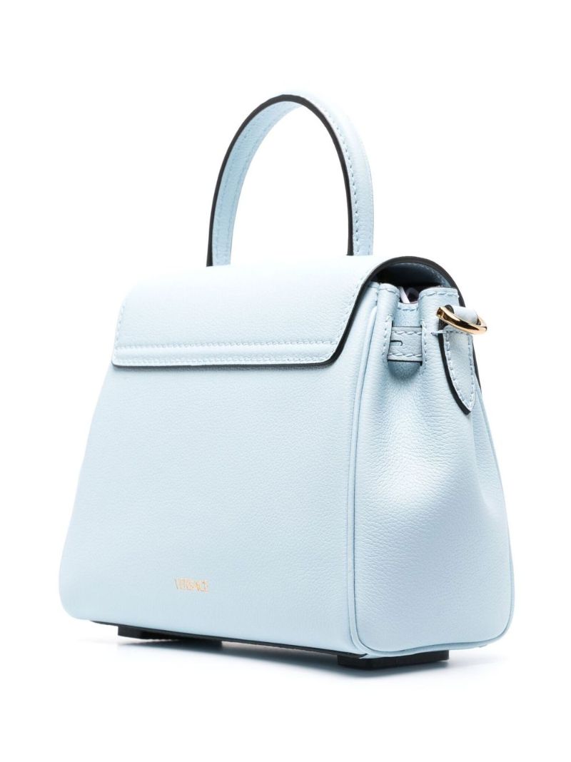 Blue Small La Medusa Leather Tote Bag