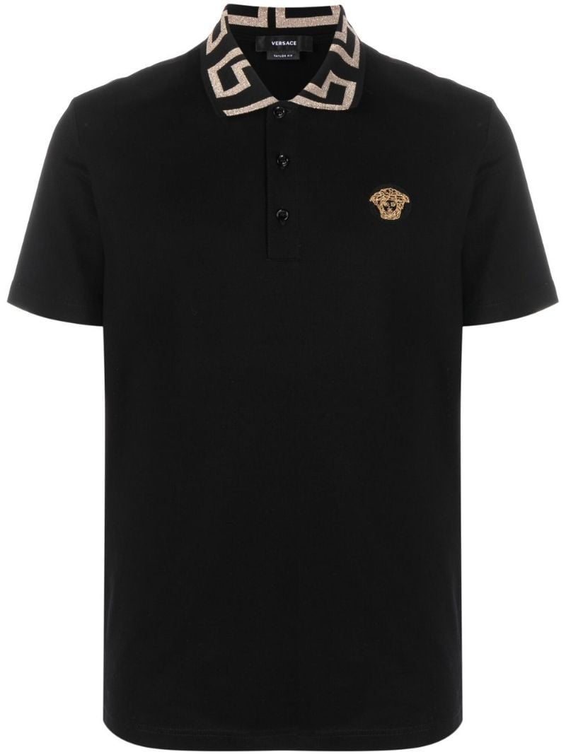 Black Medusa Head Patch Polo Shirt