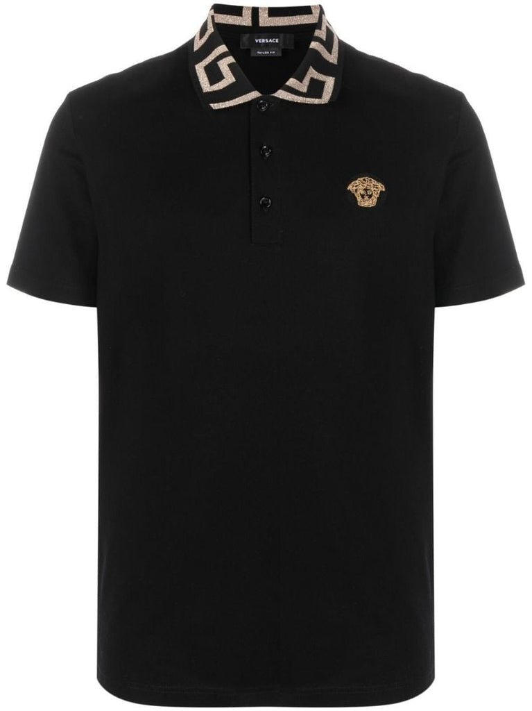 Black Medusa Head Patch Polo Shirt