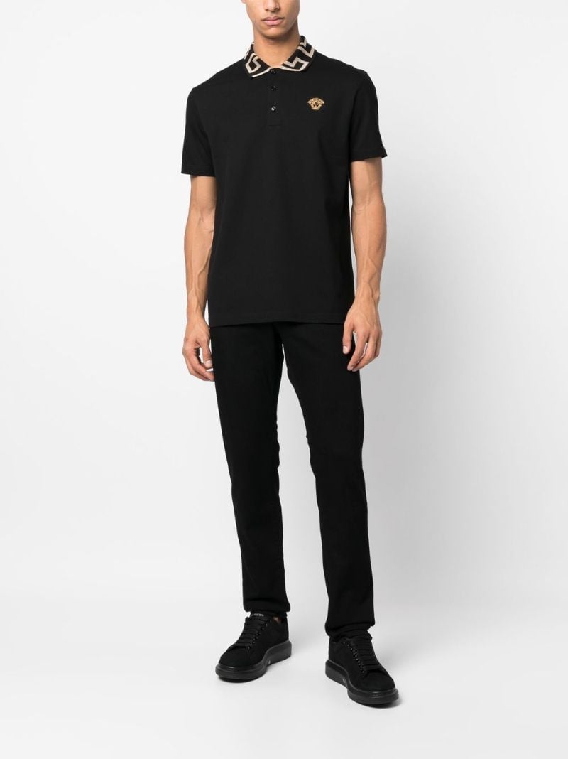 Black Medusa Head Patch Polo Shirt