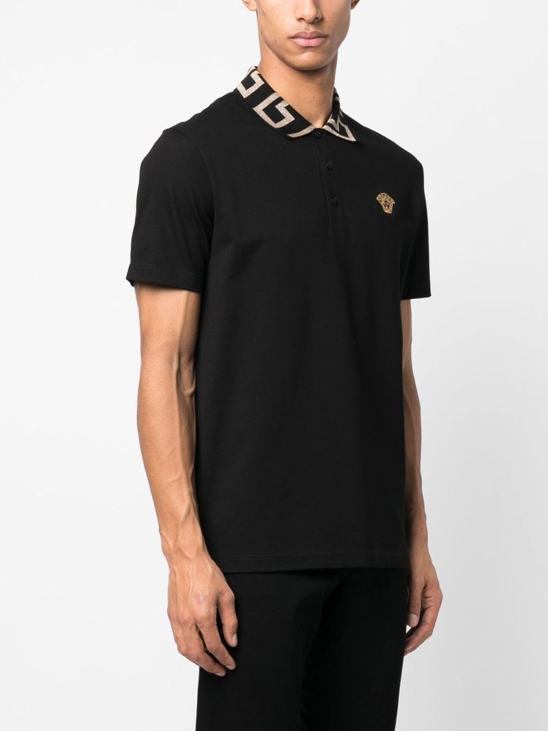Black Medusa Head Patch Polo Shirt