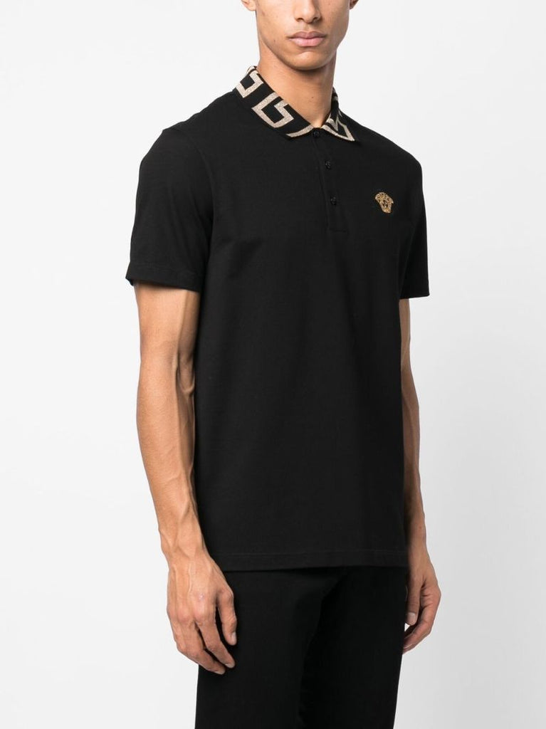 Black Medusa Head Patch Polo Shirt