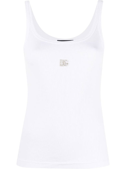White Logo Plaque Tank Top