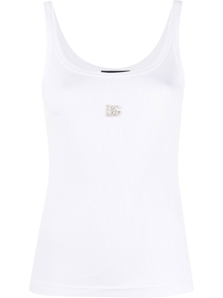 White Logo Plaque Tank Top