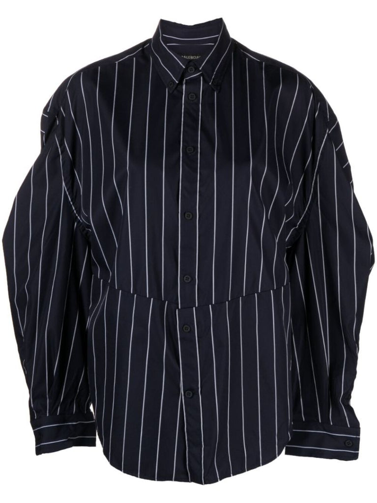 Blue Vertical Stripe Pattern Shirt