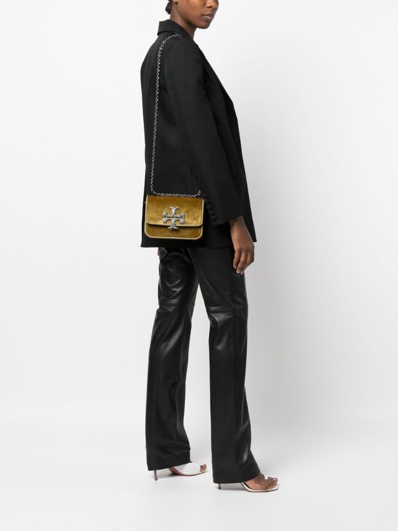 Green Eleanor Small Velvet Shoulder Bag