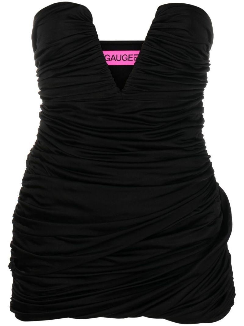 Black Talsi Ruched Mini Dress