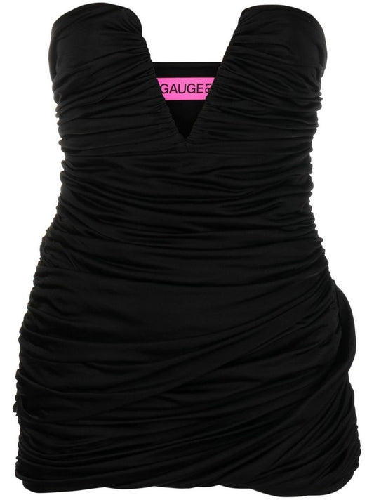 Black Talsi Ruched Mini Dress