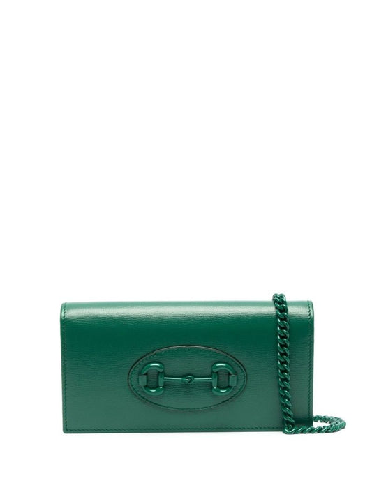 Green Horsebit 1955 Leather Chain Wallet