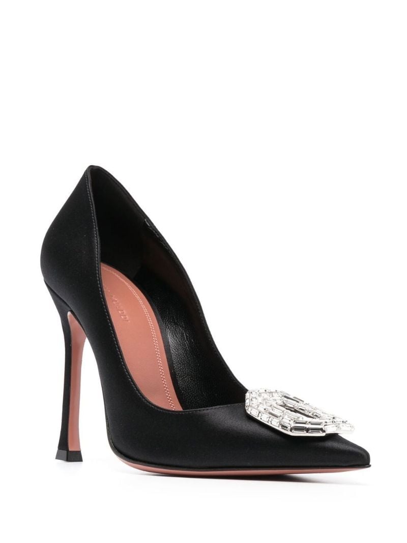 Black Camelia 105 Satin Pumps