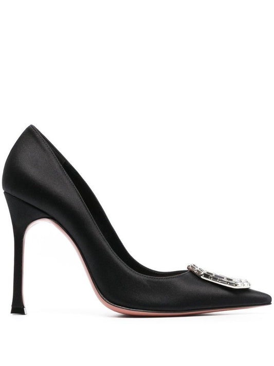 Black Camelia 105 Satin Pumps