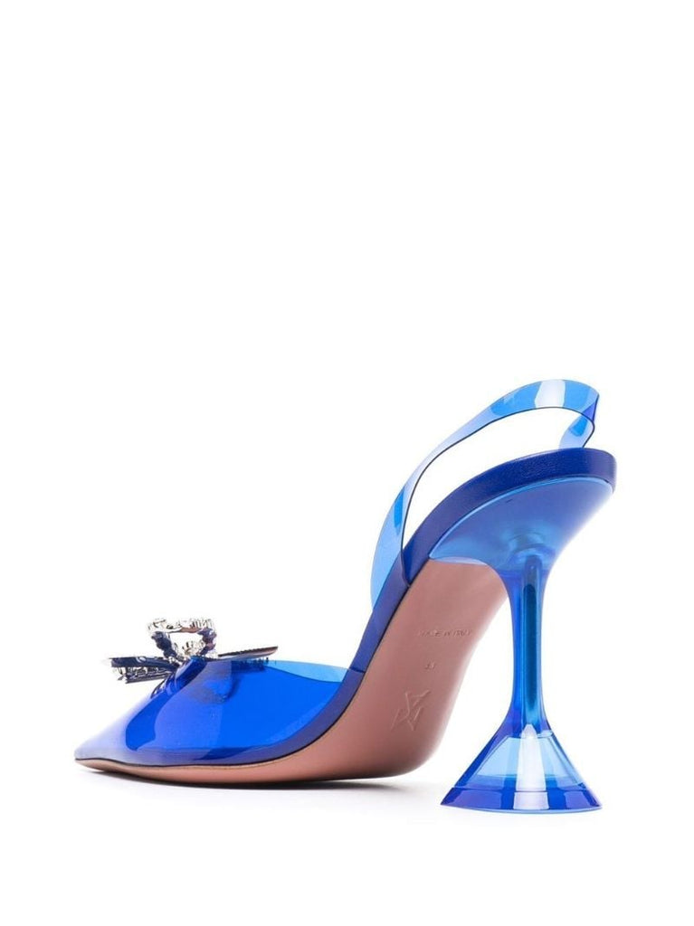 Blue Rosie 95 Crystal Pointed Toe Bow Pumps