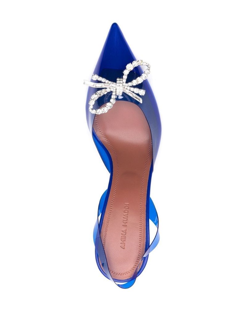 Blue Rosie 95 Crystal Pointed Toe Bow Pumps