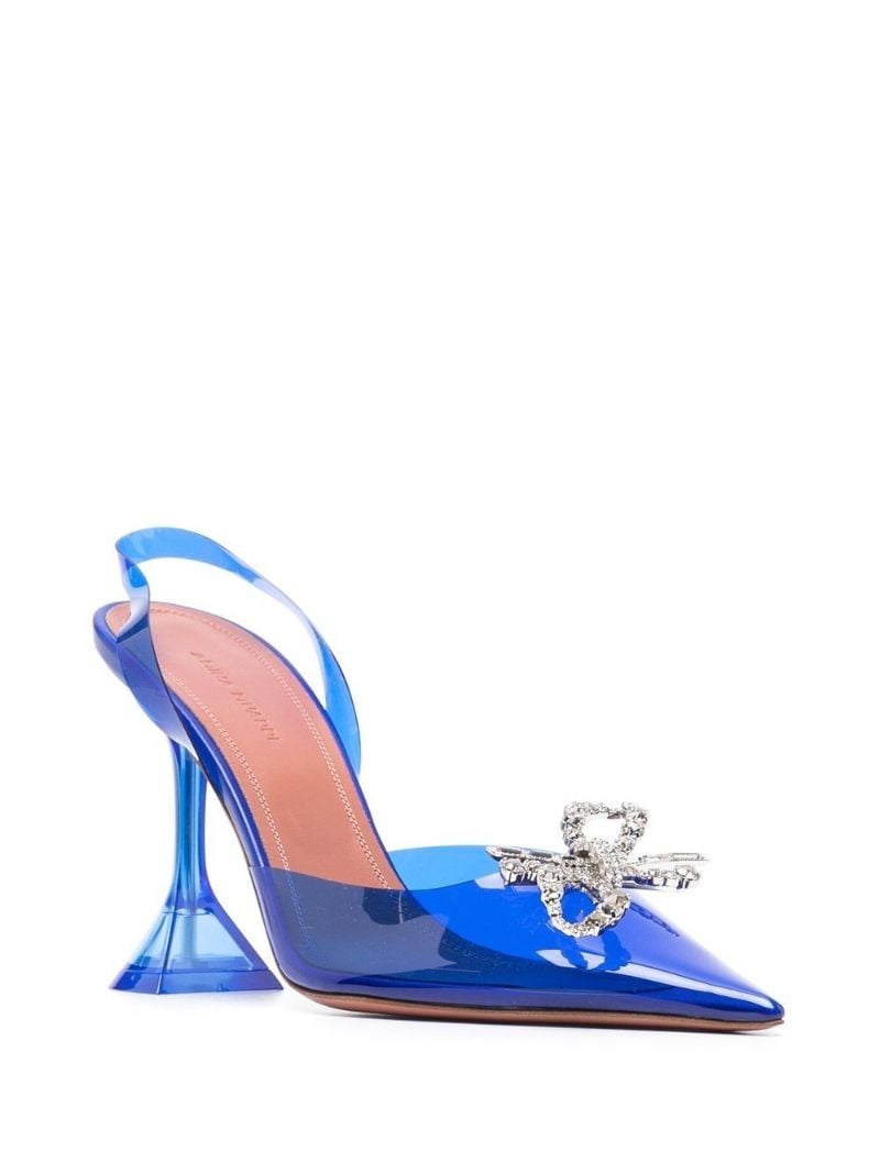 Blue Rosie 95 Crystal Pointed Toe Bow Pumps