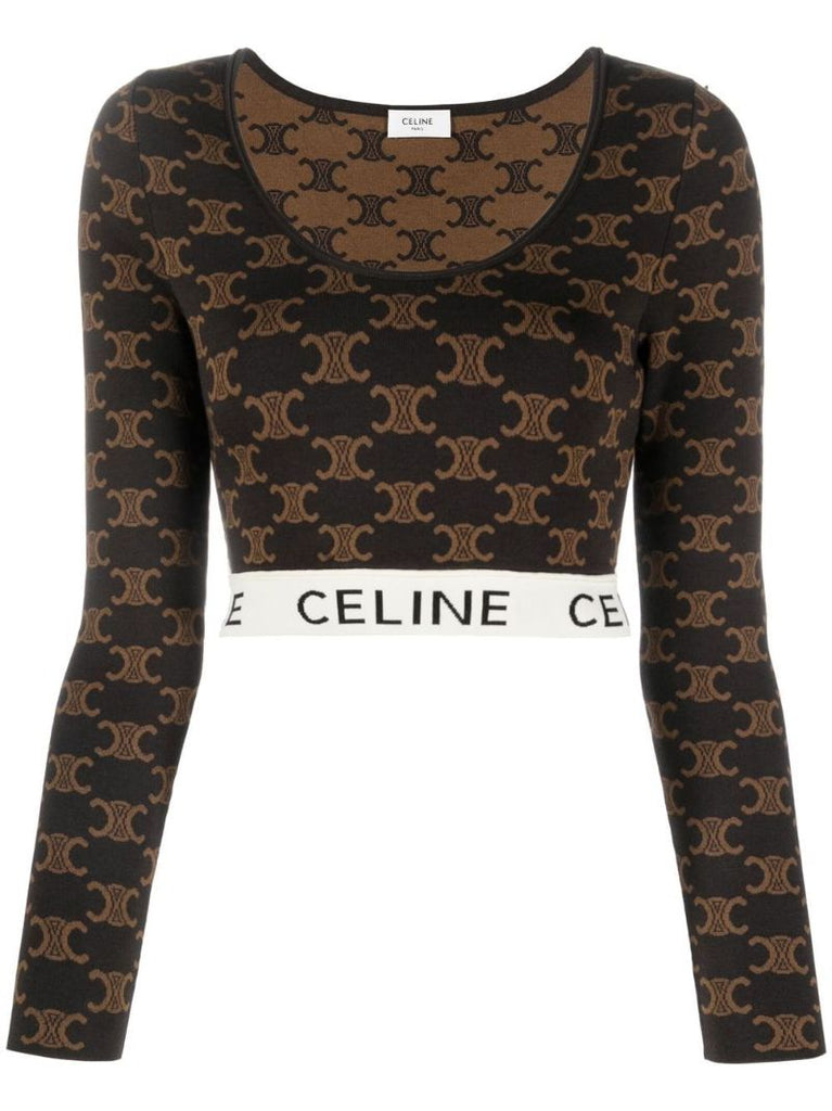 Brown Logo Band Cropped Top