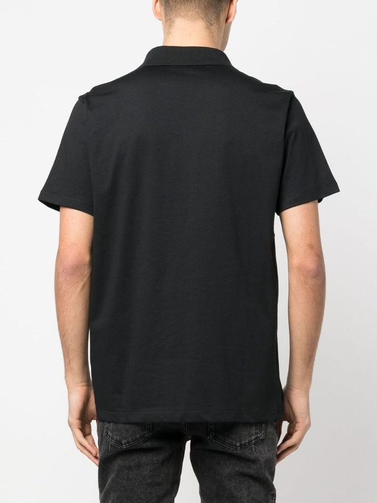 Black Logo Print Cotton Polo Shirt