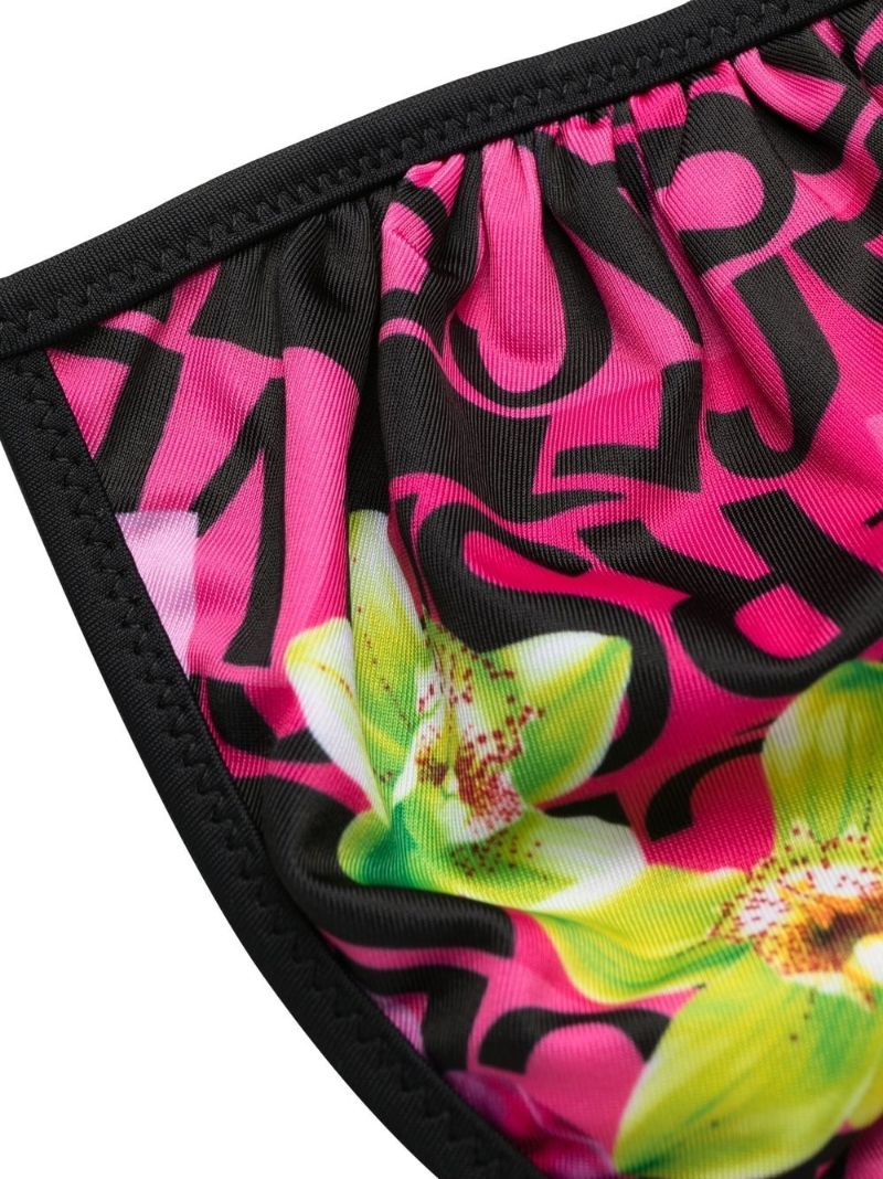 Pink Logo Orchid Print Reversible Bikini Top