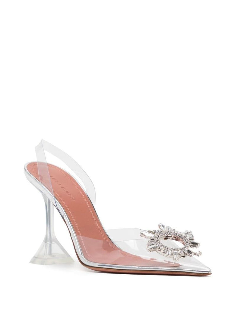 Silver Begum 95 Crystal Slingback Pumps