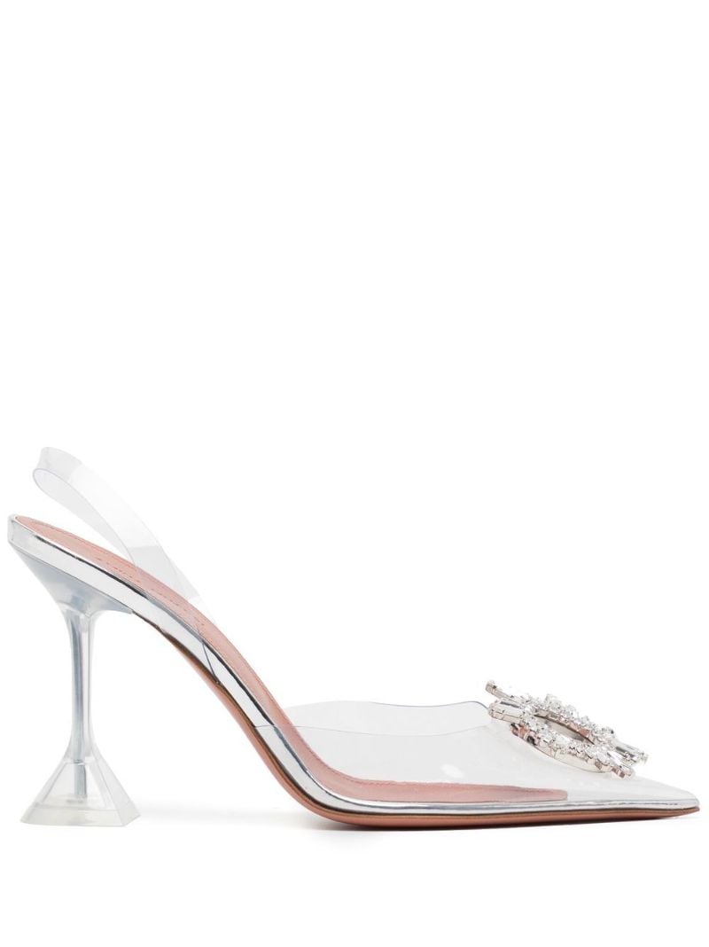 Silver Begum 95 Crystal Slingback Pumps