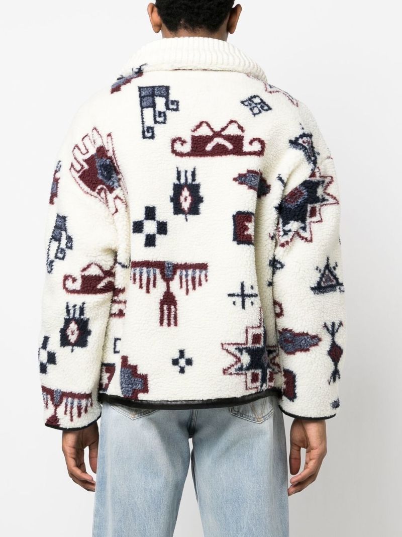 White Graphic Print Fleece Sweatshirt