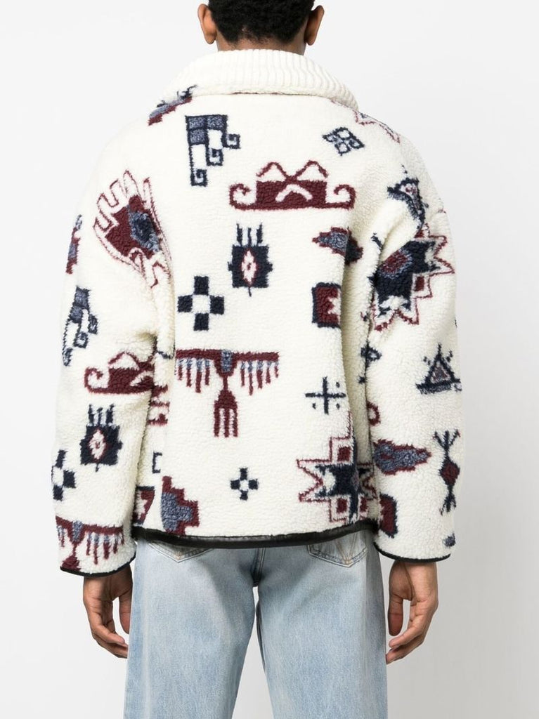 White Graphic Print Fleece Sweatshirt