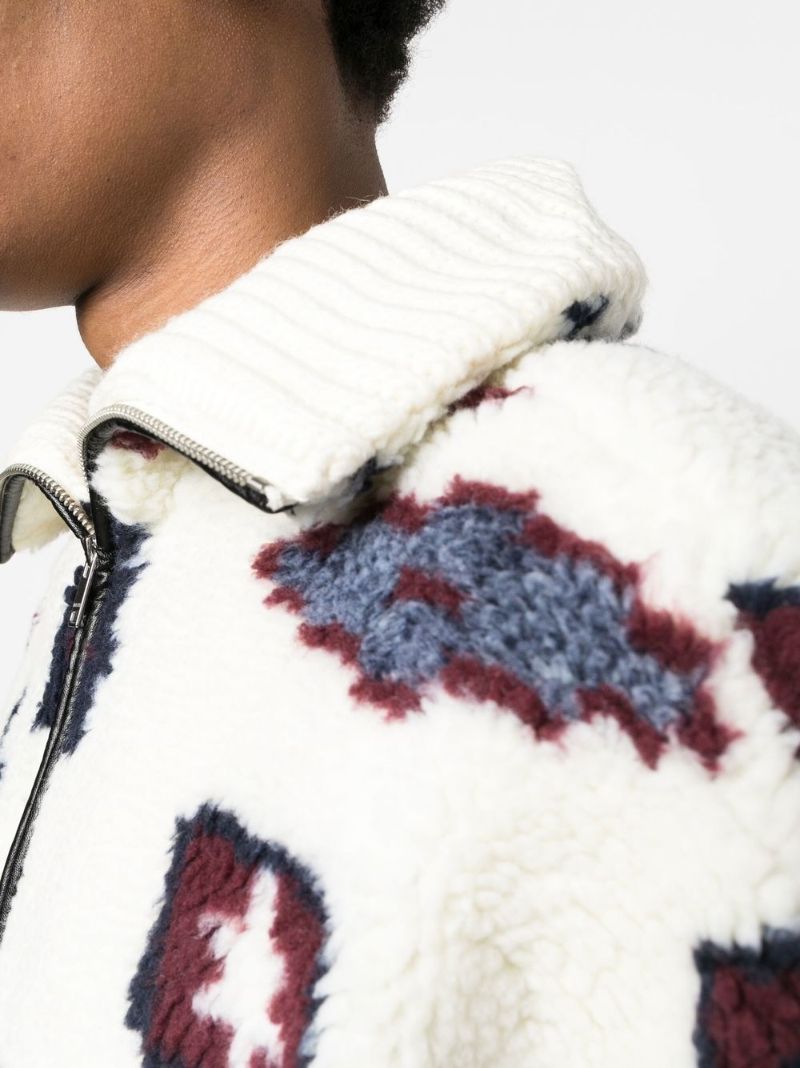 White Graphic Print Fleece Sweatshirt