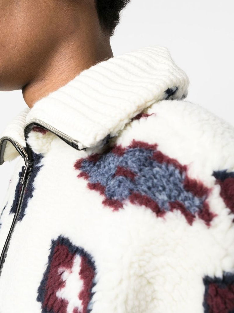 White Graphic Print Fleece Sweatshirt