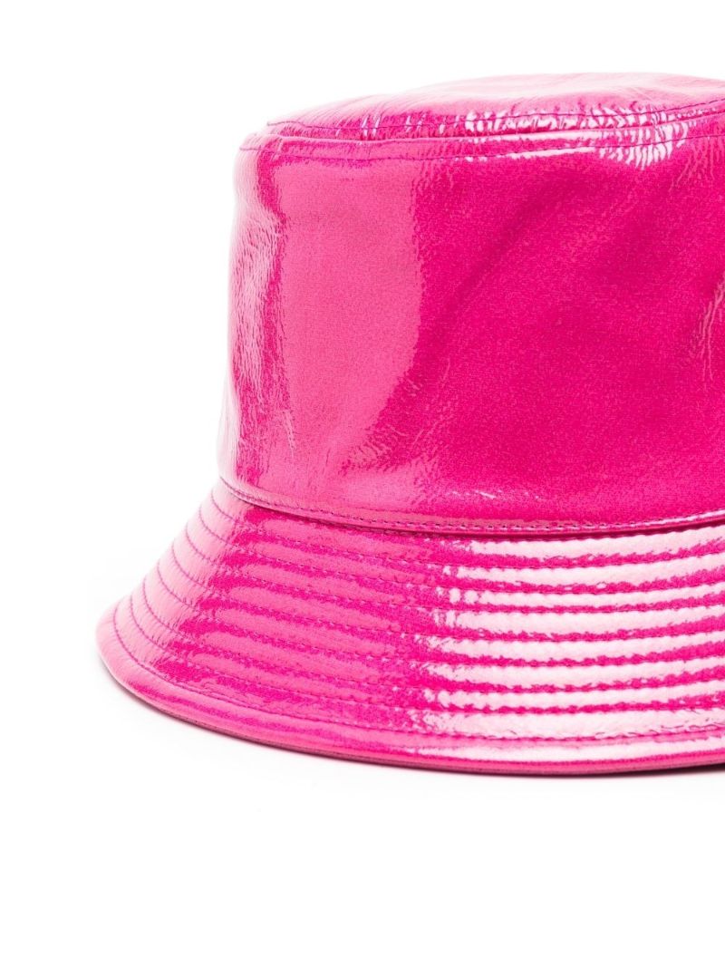 Pink Faux-leather Bucket Hat