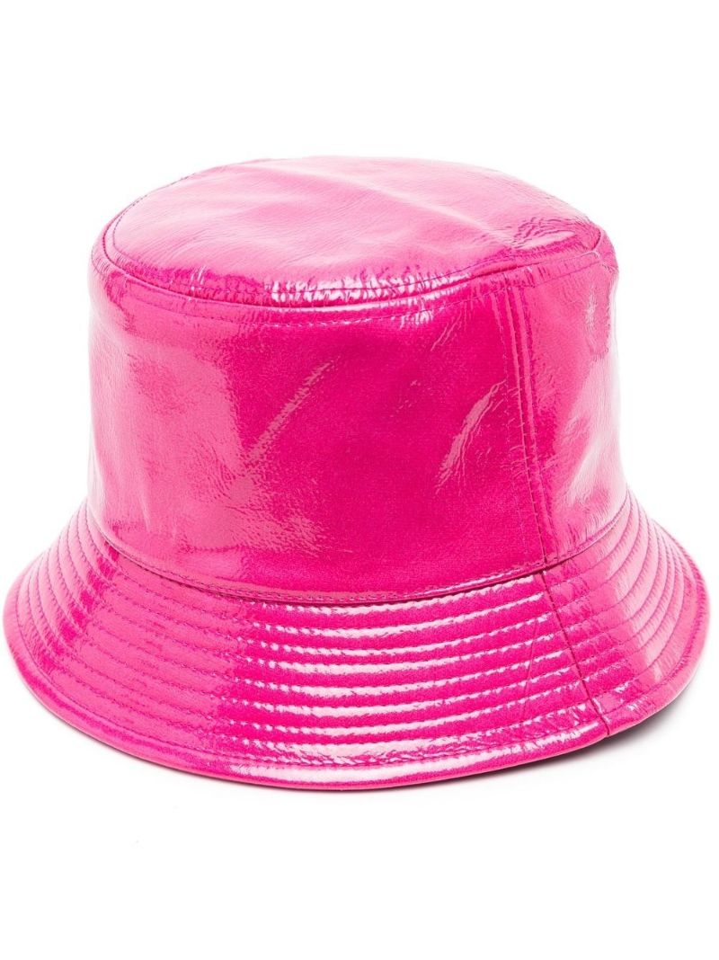 Pink Faux-leather Bucket Hat