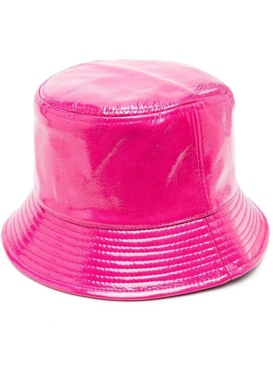 Pink Faux-leather Bucket Hat