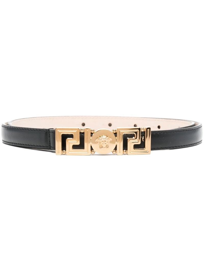 Black Medusa Plaque Leather Belt