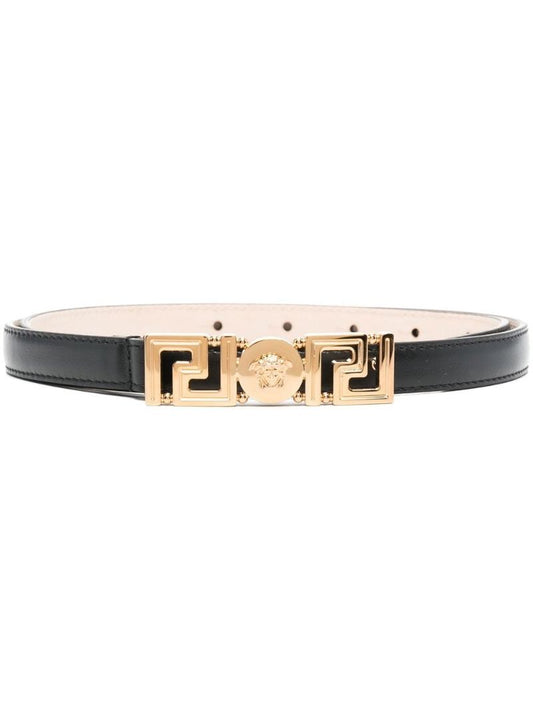 Black Medusa Plaque Leather Belt