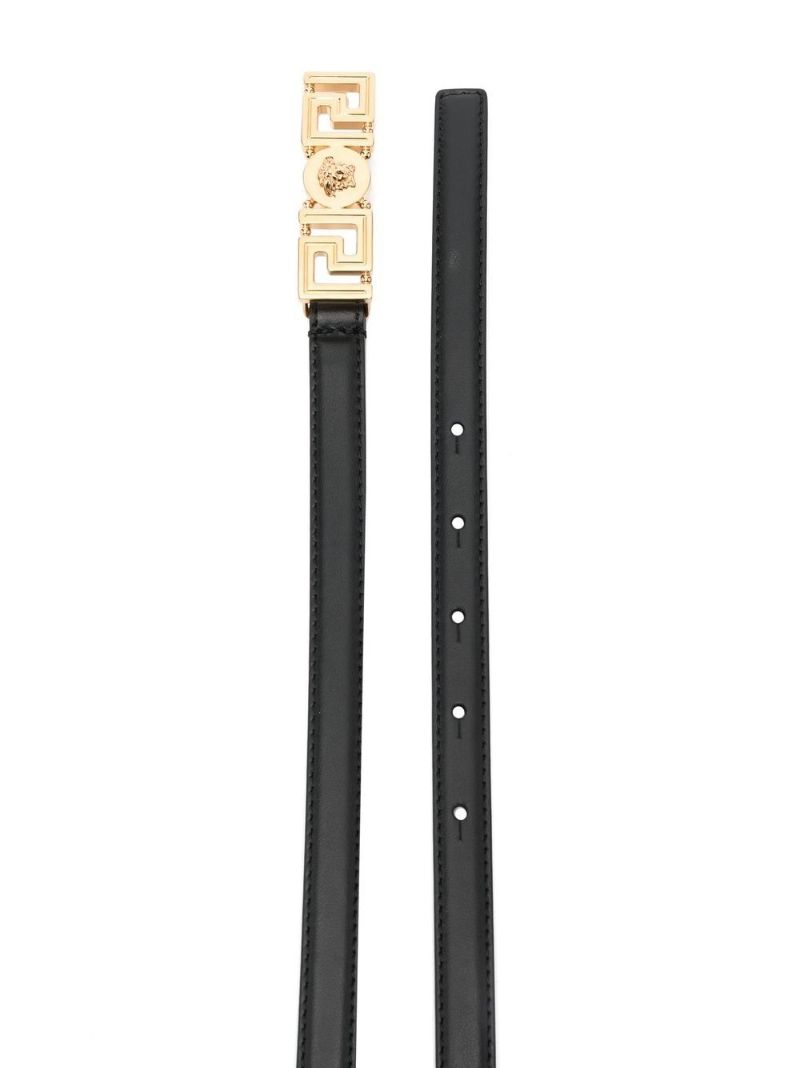 Black Medusa Plaque Leather Belt