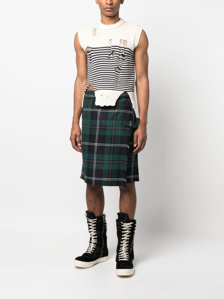 White and Blue Stripe Print Vest Top