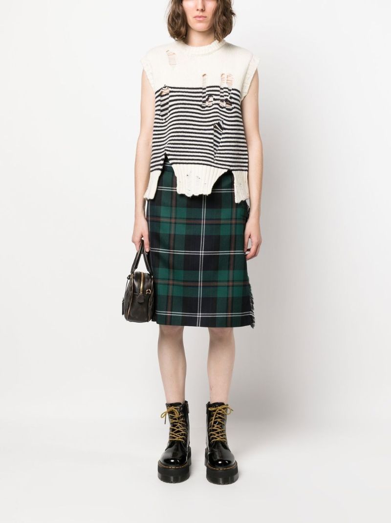 White and Blue Stripe Print Vest Top