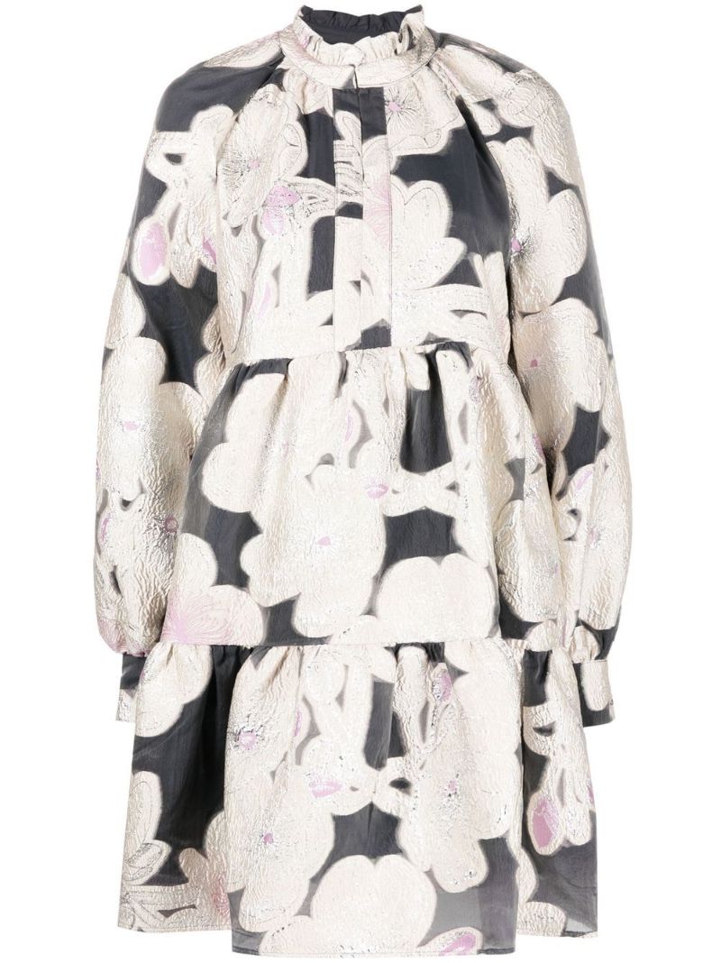 Neutral Jasmine Tiered Mini Dress