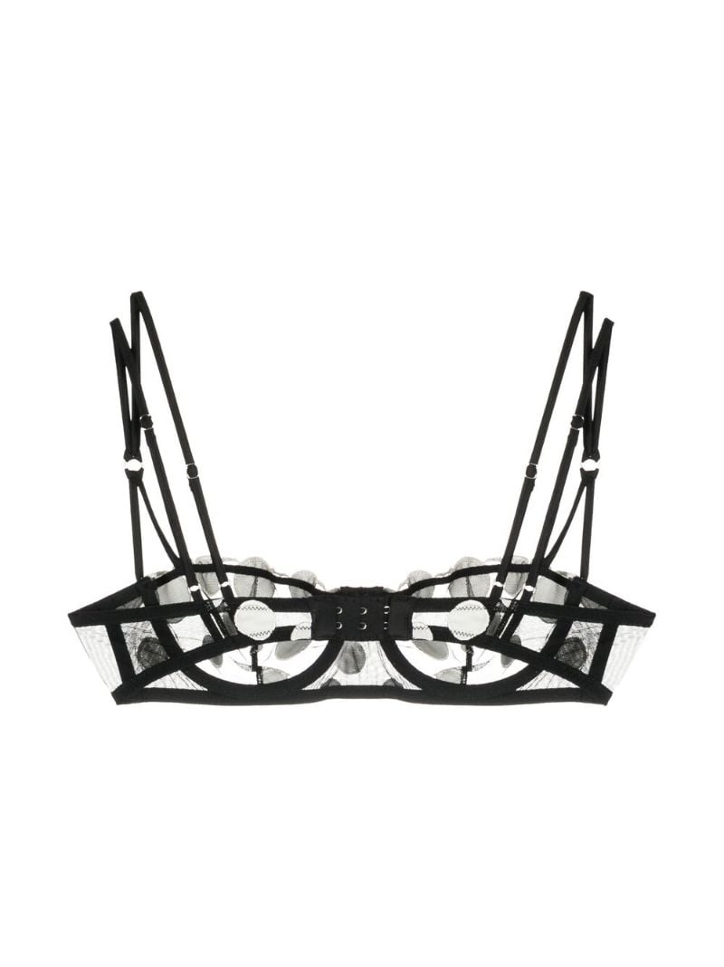 Black Embroidered Polka-dot Bra