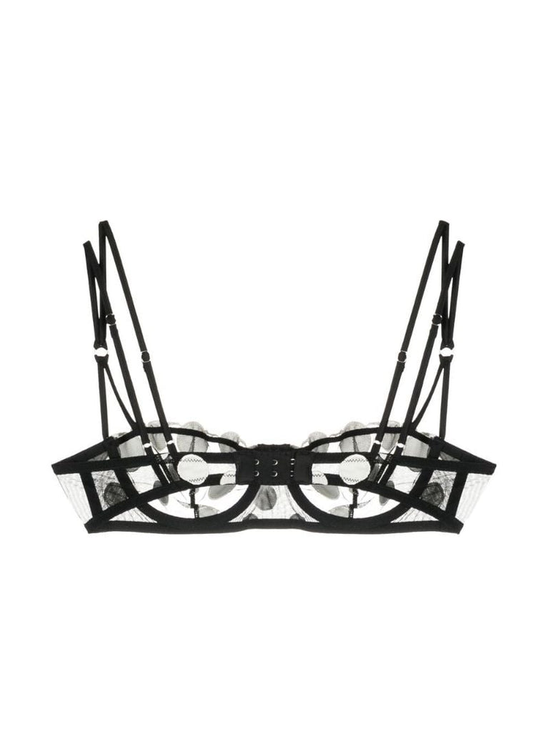 Black Embroidered Polka-dot Bra