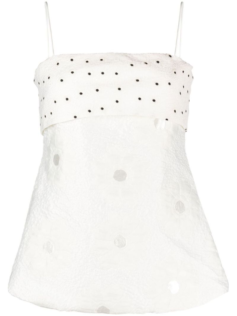 White Una Polka Dot Print Tank Top