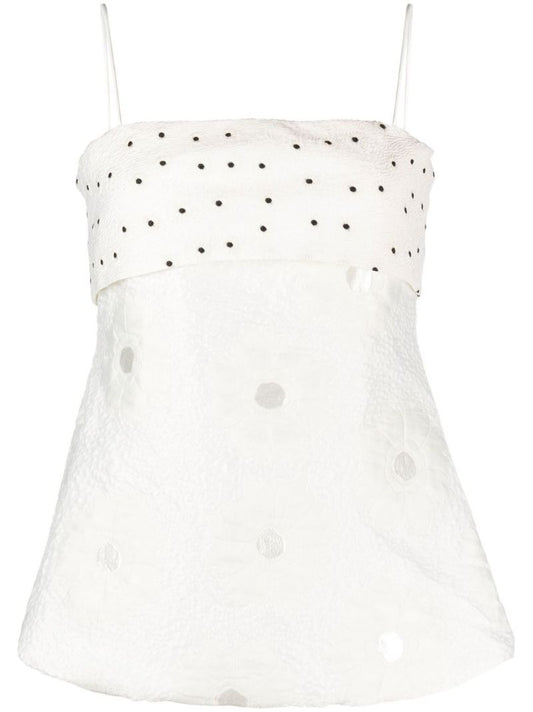 White Una Polka Dot Print Tank Top