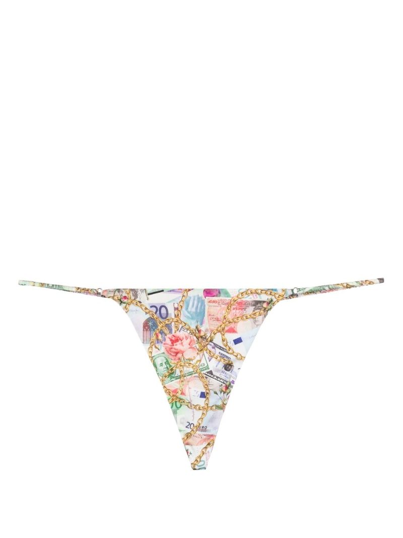 Multicolour Graphic Print Thong