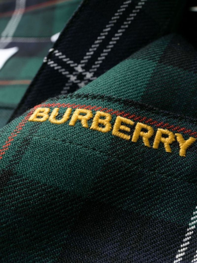 Green Checked Belted Wool Dress