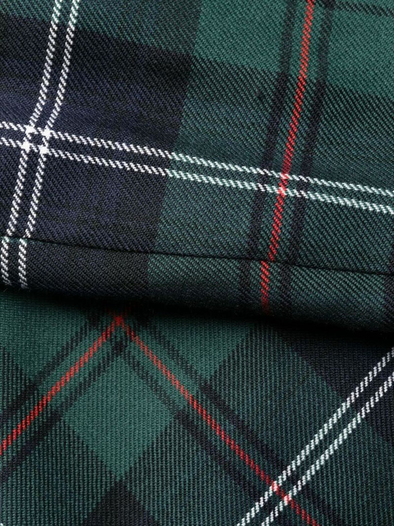 Green Checked Belted Wool Dress