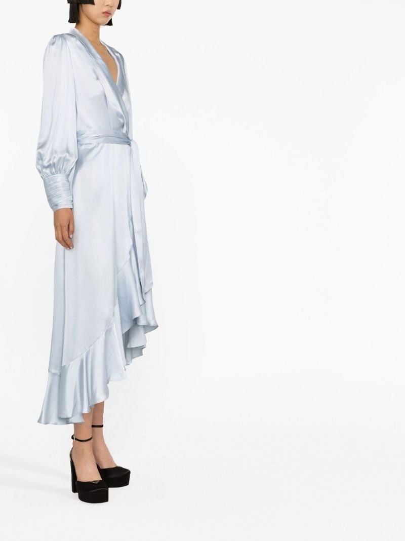 Blue Silk Wrap Dress