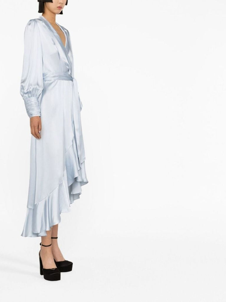 Blue Silk Wrap Dress