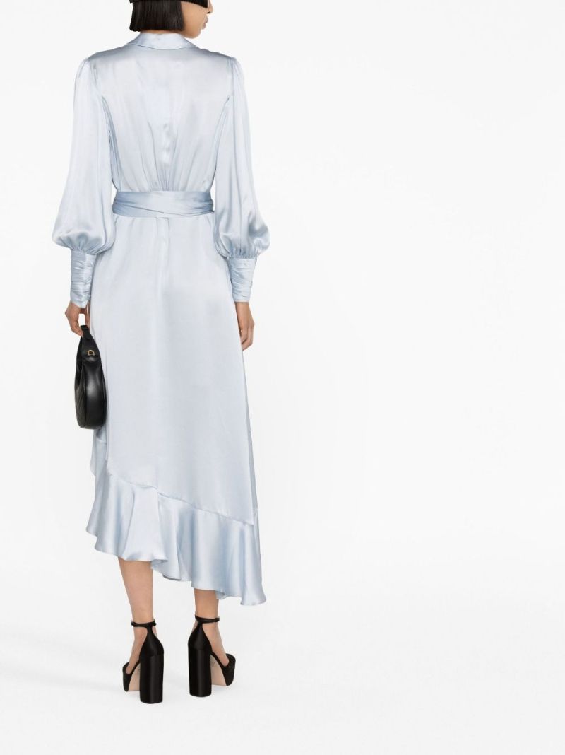 Blue Silk Wrap Dress