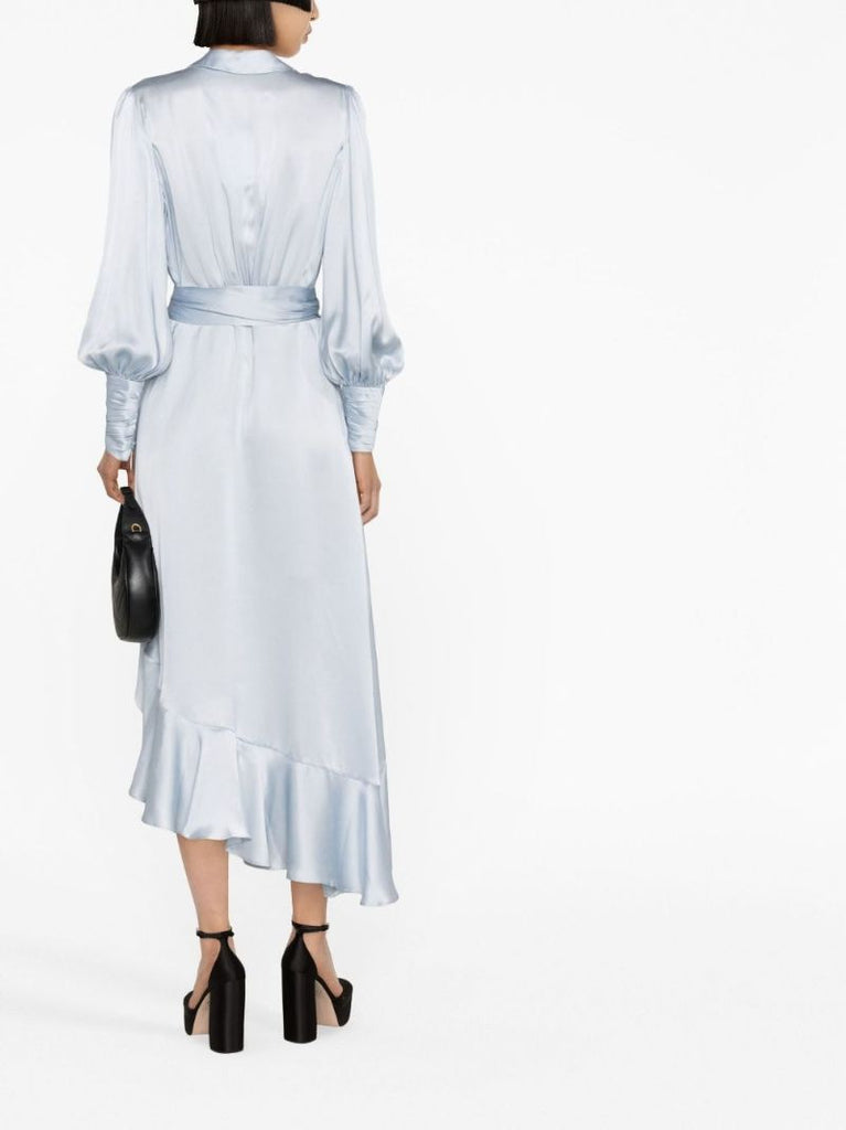 Blue Silk Wrap Dress